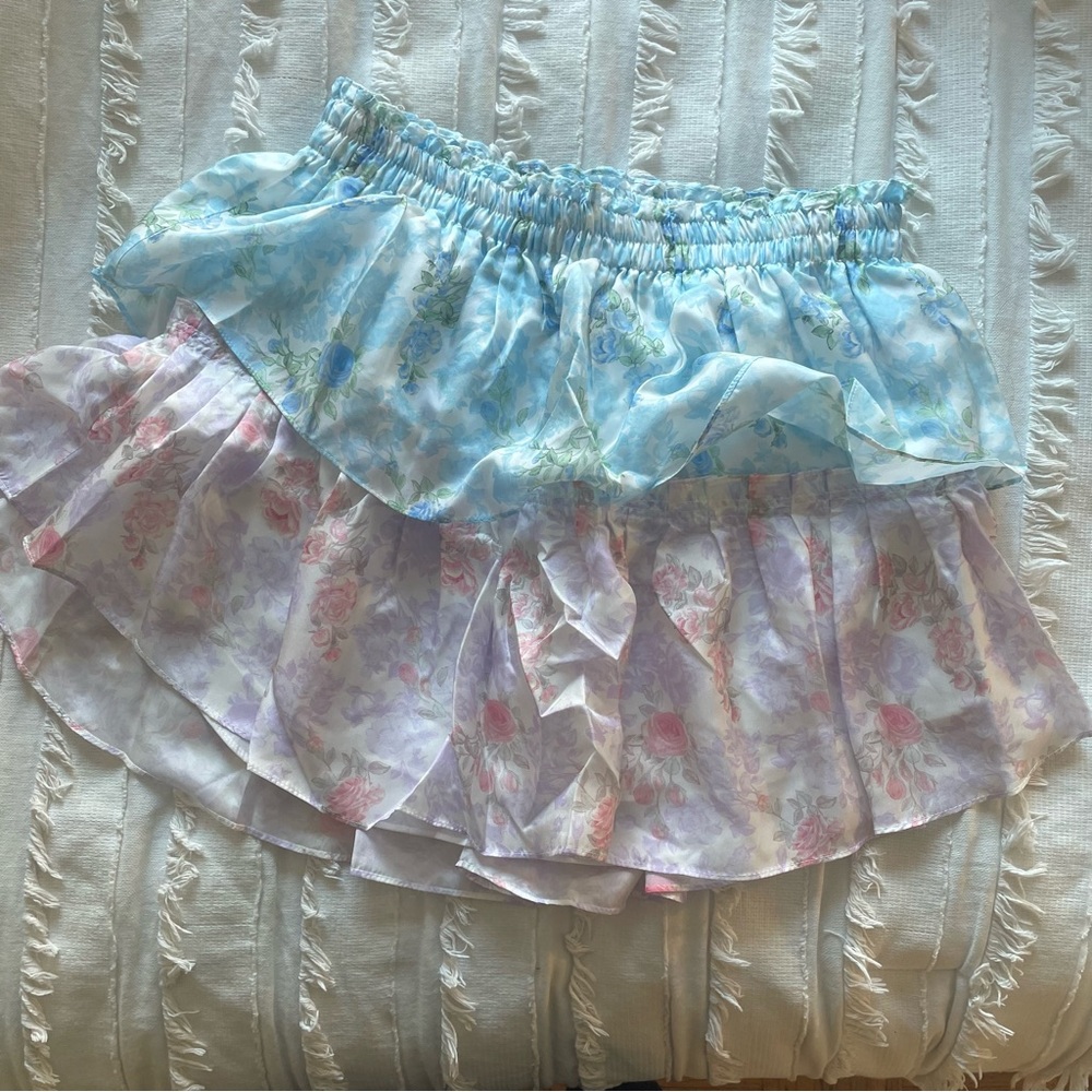 LoveShackFancy Blue and Pink Mini Skirt - Picture 13 of 13